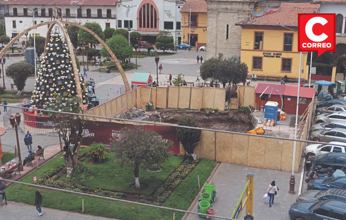 Suspenden obra en Plaza Constitución de Huancayo por falla en desagüe