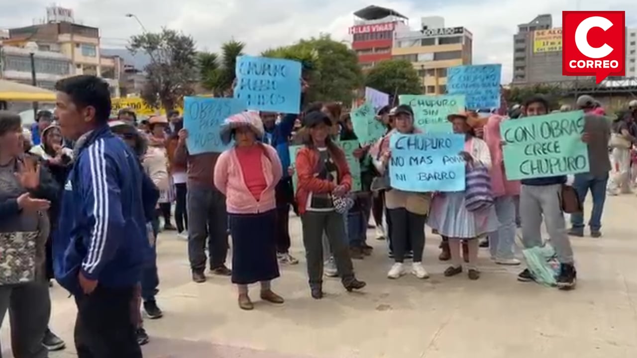 Huancayo: pobladores protestan y exigen que utilidades de Caja Huancayo se inviertan en proyectos