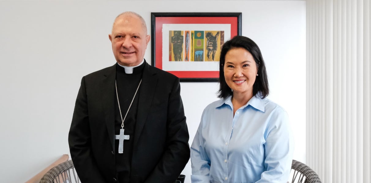 Keiko Fujimori coordina con el nuncio apostólico detalles de la visita de León XIV al Perú