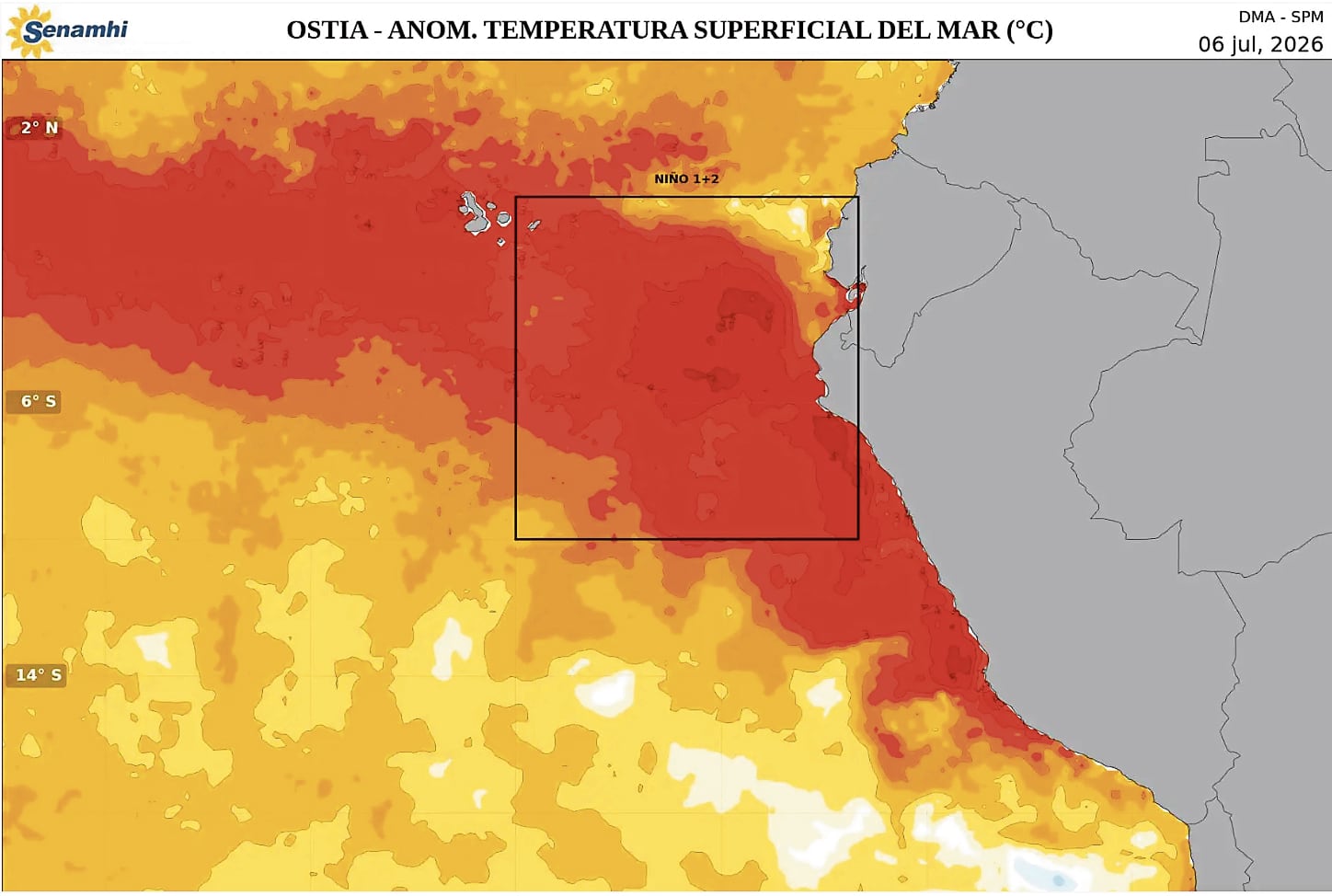 Mar peruano alcanza récord de calentamiento por El Niño